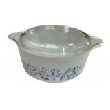 Pyrex Blue & White Covered Bowl