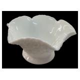 Beautiful Floral Design Milk Glass Bowl