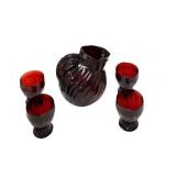 Ruby Pitcher & Glasses