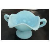 Blue Satin Fenton Bowl
