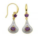 Genuine Amethyst & Diamond Accent Earrings