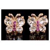 Genuine Morganite 1.00 ct Butterfly Earrings