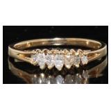 14kt Gold Marquise Cut 1/4 ct Diamond Ring