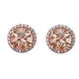 Rose Round 4.00 ct Morganite Earrings