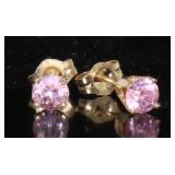 14kt Gold Pink Topaz Stud Earrings