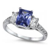 Radiant Cut Tanzanite & White Topaz Ring