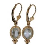 14kt Gold Natural Aquamarine Dangle Earrings