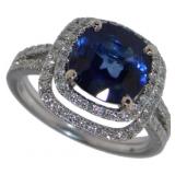 14k Gold 3.97 ct Sapphire & Diamond Ring