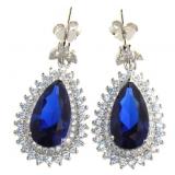 Pear Cut 8.40 ct Sapphire & White Topaz Earrings