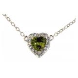 Beautiful Peridot & White Topaz Heart Necklace