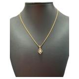 14kt Gold Antique Opal Pendant w16" Necklace