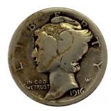 1916-D Mercury Silver Dime *KEY Date