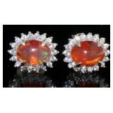 Natural Oval 1.60 ct Fire Opal Stud Earrings