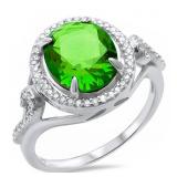 Gorgeous 3.66 ct Emerald Halo Designer Ring