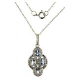 14kt Gold Natural Aquamarine & Diamond Necklace