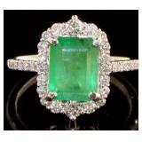 14kt Gold 2.84 ct Emerald & Diamond Ring