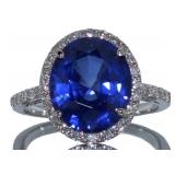 14k Gold 6.12 ct Sapphire & Diamond Ring