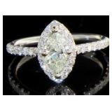 14kt Gold 1.16 ct Marquise Cut Diamond Ring