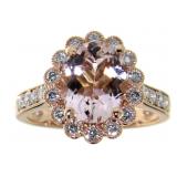 14K Rose Gold 2.65 ct Morganite and Diamond Ring