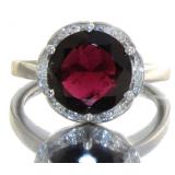 Round 3.66 ct Natural Garnet & Diamond Ring