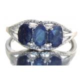 Sapphire & Diamond Past Present Future Ring