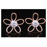 289310kt Rose Gold Swarovski Flower Earrings