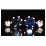 14kt Gold Tiny Sapphire & Diamond Stud Earrings