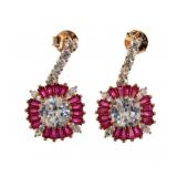 Stunning 5.00 ct Ruby & White Topaz Earrings