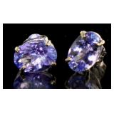 14kt Gold Oval 2.00 ct Natural Tanzanite Earrings