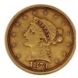 1873 Liberty Head $2.50 Gold Quarter Eagle