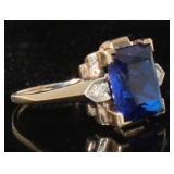 10kt Gold Vintage 4.10 ct Sapphire & Diamond Ring