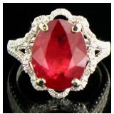 14kt Gold 9.94 ct Oval Ruby & Diamond Ring