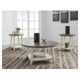 Ashley T377 Antique White 3 pc Coffee/2 End Tables