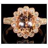 14kt Gold 2.86 ct Morganite & Diamond Ring