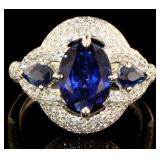 14kt Gold 3.90 ct Sapphire & Diamond Ring