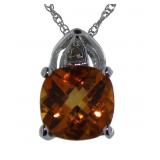 10kt Gold Cushion Cut Citrine & Diamond Necklace