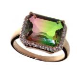 Emerald Cut 4.50 ct Watermelon Tourmaline Ring