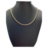 10kt Gold 20" Diamond Cut Rope Chain Necklace