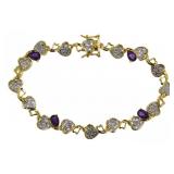 Genuine Amethyst & Diamond Accent Bracelet