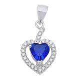 Stunning Sapphire & White Topaz Heart Pendant