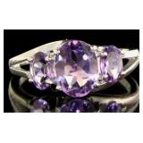 Natural 3.11 ct Amethyst 3 Stone Ring