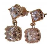 Natural 5.50 ct Morganite Dangle Earrings