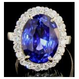 14k Gold 14.79 ct Sapphire & Diamond Ring