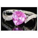 10kt Gold Trillion Cut Pink Topaz & Diamond Ring