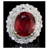 14kt Gold 14.55 ct Ruby & Diamond Ring