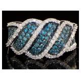 Fancy Blue & White 1.00 ct Diamond Wave Ring