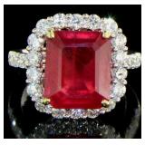 18kt Gold 8.77 ct Ruby & Diamond Ring