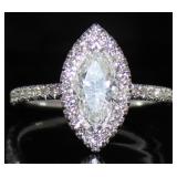 14kt Gold Marquise Cut 1.45 ct Diamond Ring