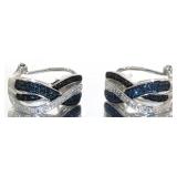 Elegant Blue & Black Diamond Accent Earrings