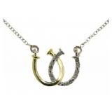 Two Tone Double Horseshoe Diamond Necklace